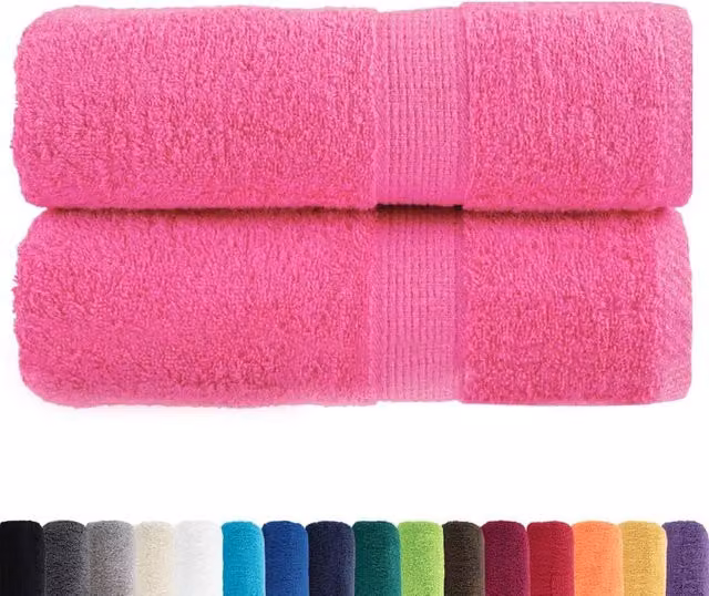 Berkfield Home SOLUND Premium Cotton Terry Guest Towels, Pink, 2 Pack, W: 30 cm, H: 50 cm, 600 gsm – 1