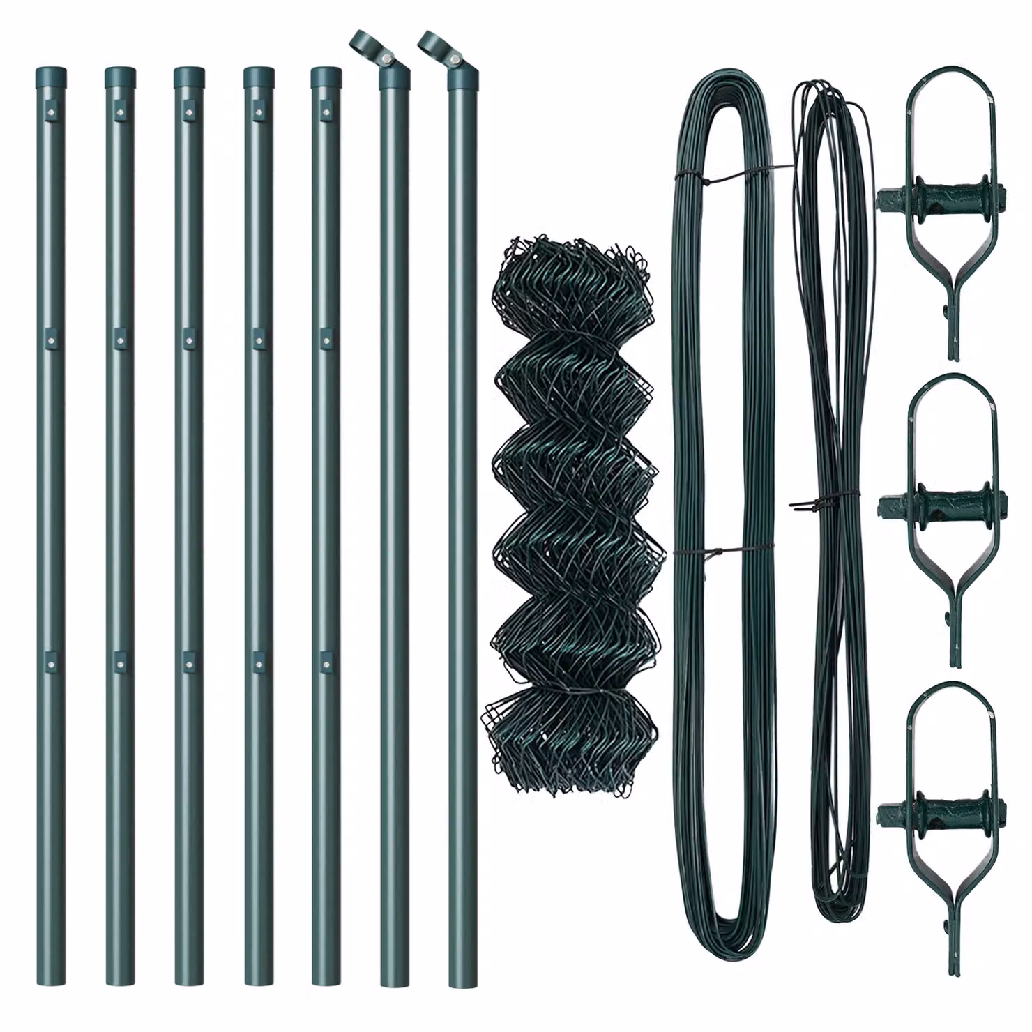 Berkfield Home Green Galvanised Steel Chain Link Fence with 7 Posts, W: 10 m, H: 0.8 m – 3