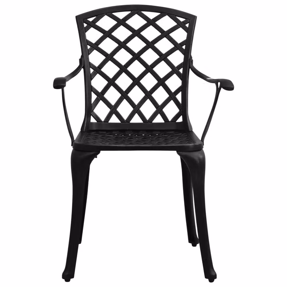 Berkfield Home Set of 4 Black Cast Aluminium Garden Chairs – 3