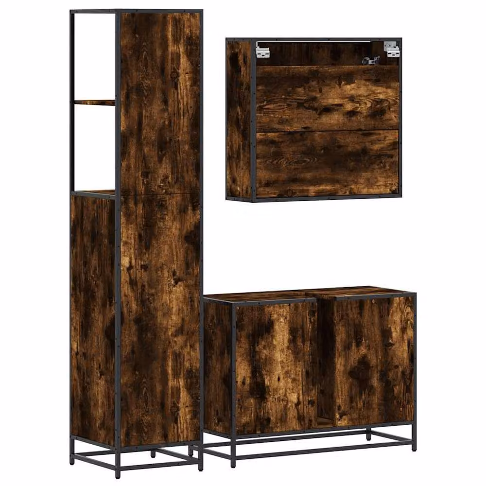 Berkfield Home 3 Piece Industrial Bathroom Furniture Set in Smoked Oak Brown – 5