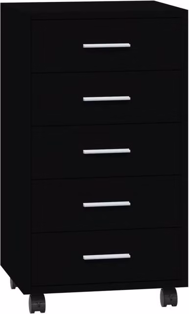 Berkfield Home Black Matt Engineered Wood Drawer Cabinet with Castors