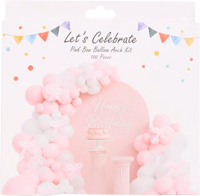 Lets Celebrate Pink Bow Balloon Arch Kit