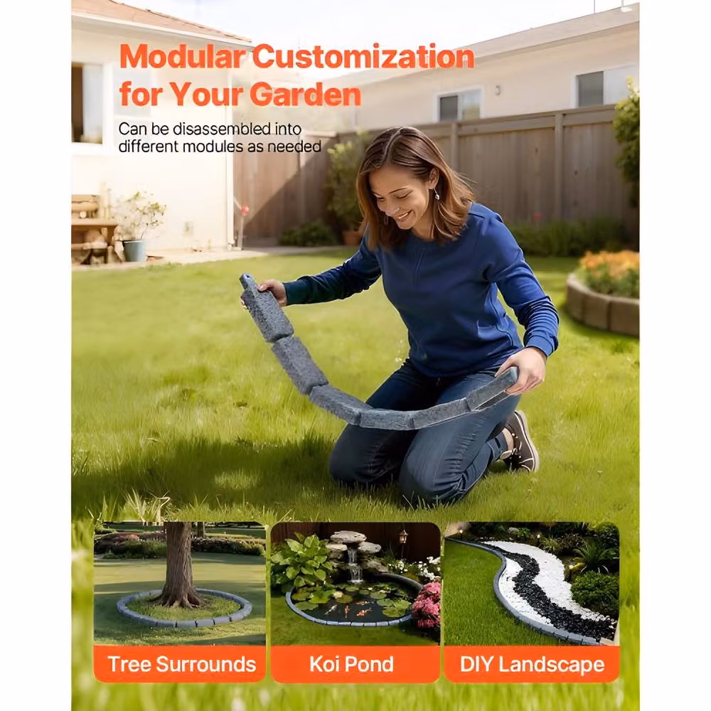 Ferand Realistic Flexible Garden Edging Landscape Border, Grey – 5