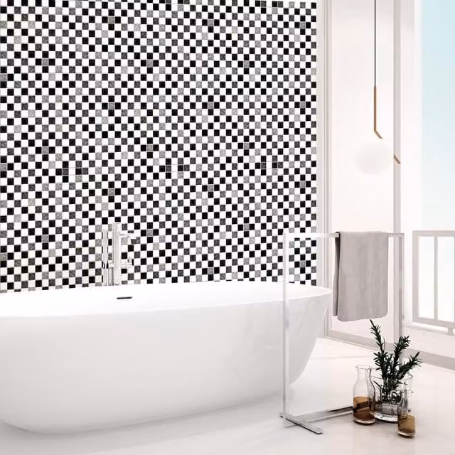 Walplus Black Wall Tile Stickers, 20 x 20 cm
