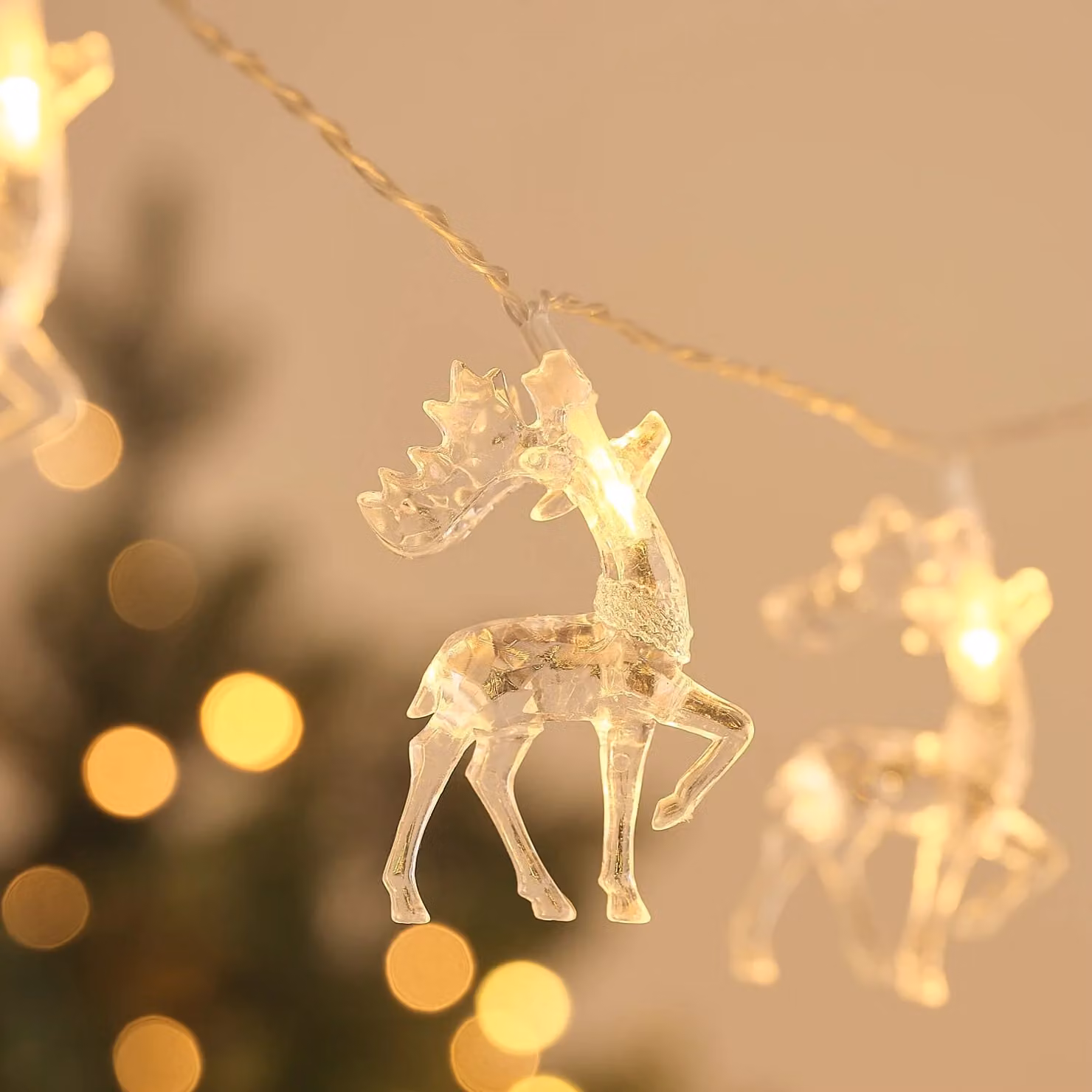 20 Clear Mini Reindeer LED Christmas Fairy Lights with Timer