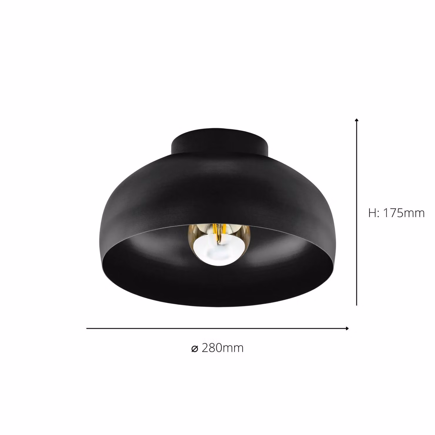 Eglo Mogano 2 Retro Black Metal Domed Semi-Flush Ceiling Light – 3