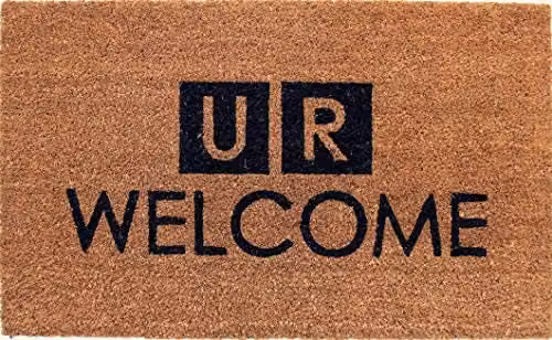 Coco&Coir The News Heavy Duty Natural Coir Entrance Door Mat with Rubber Backing, Brown and Black, W: 75 cm, D: 45 cm