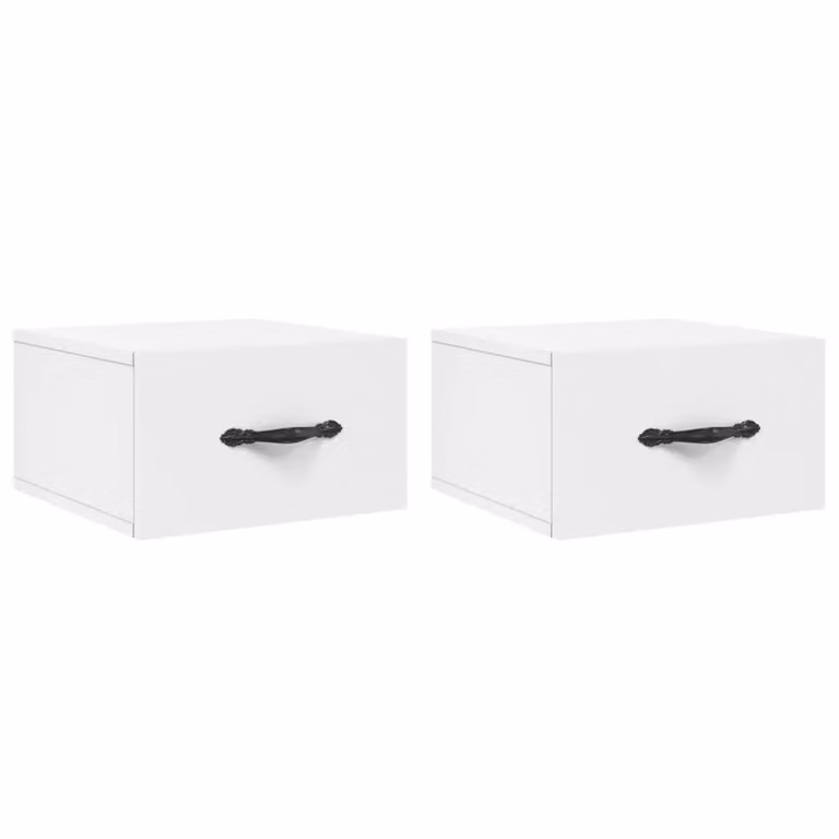 Berkfield Home Wall-mounted Bedside Cabinets, 2 Piece Set, White, W/D/H: 35 x 35 x 20 cm