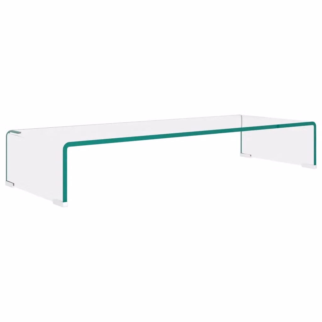 Berkfield Home Glass TV Stand and Monitor Riser, Clear, W/D/H: 80 x 30 x 13 cm – 2