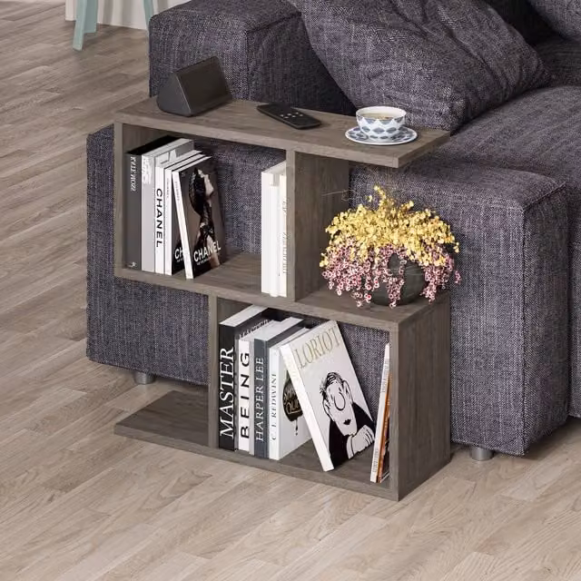 Decortie Homemania Modern 4-Compartment Side Table in Brown, W/D/H: 60 x 60 x 19.5 cm