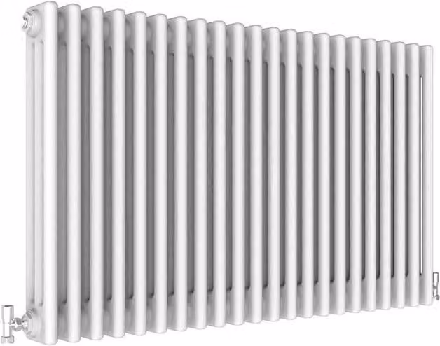 Hinsinc 3 Column Horizontal Cast Iron Radiator in White, H: 60 cm, W: 101 cm, D: 5.2 cm