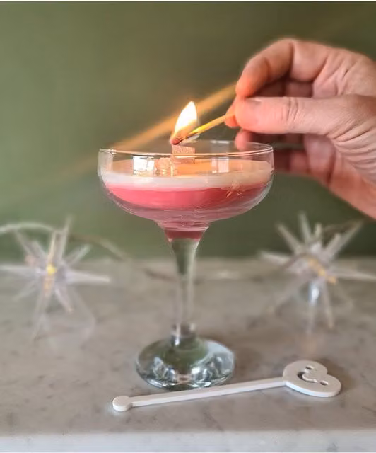 Afewhometruths Handmade Scented Cosmopolitan Cocktail Glass Candle in Transparent – 1
