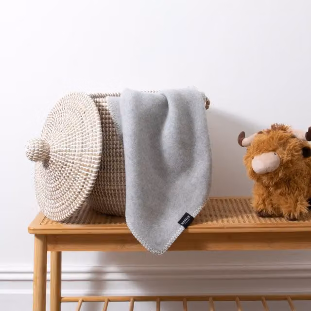 Native Natural Soft Grey Pure Wool Baby Blanket
