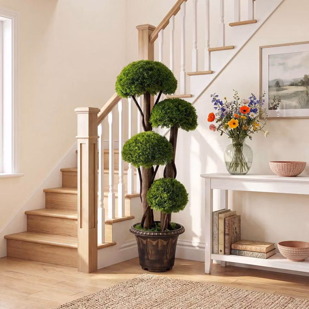 Costway 90cm Artificial Cypress Topiary Ball Tree in Green – 3