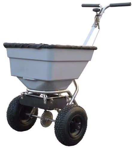 The Handy THSS100 Manual Broadcast Salt Spreader with 45kg Hopper in Grey