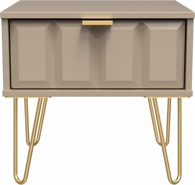 2 U Metro 1 Drawer Bedside Table in Light Brown with Gold Metal Accents – 1