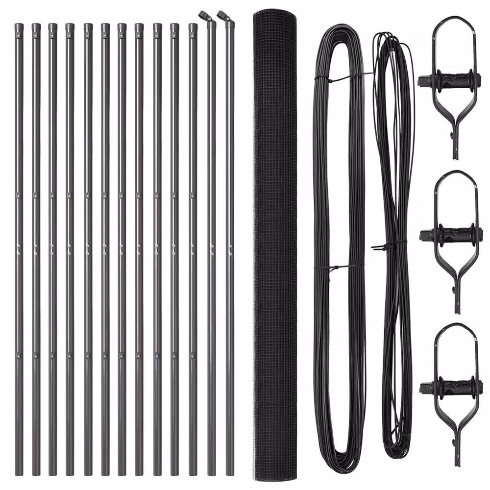 Berkfield Home Round Fence Post Set of 2, Grey Powder-Coated Steel and PVC – 2