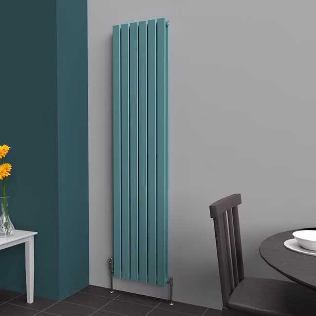 Lux Heat Flat Coloured Vertical Radiator in Light Aqua Green, H 180 cm x W 42 cm