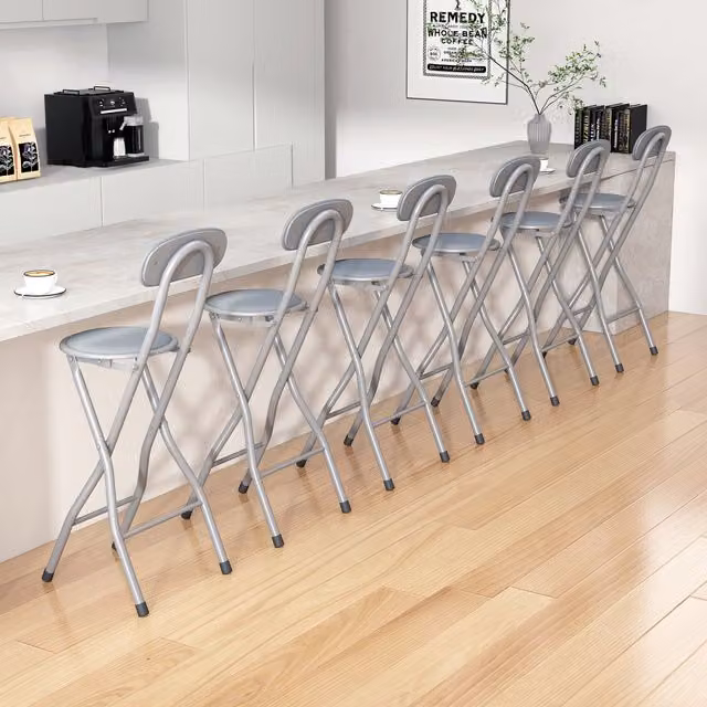 MCC Direct Set of 6 Padded Folding Breakfast Bar Stools in Grey