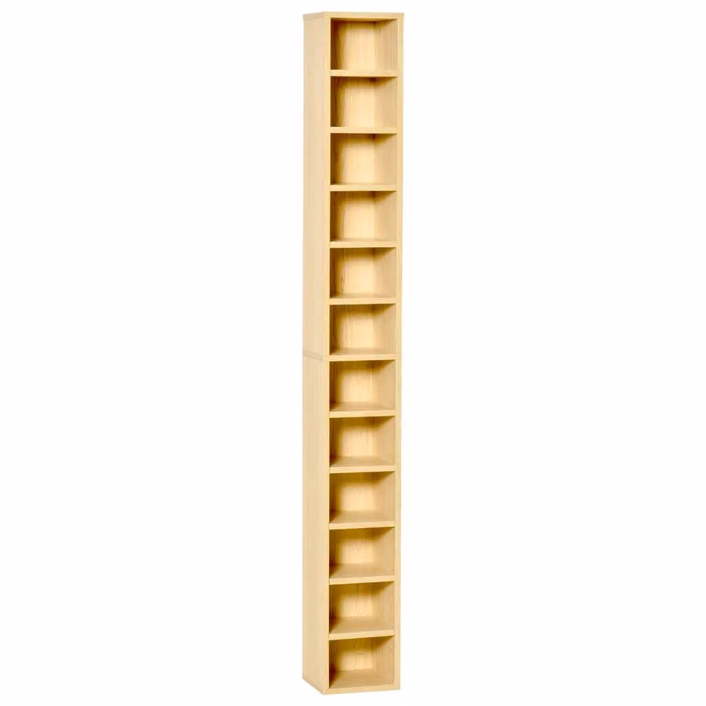 Wyld Haus Yoel Tall Narrow CD Storage Tower in Light Oak, H 175 x W 21 x D 21 cm – 2