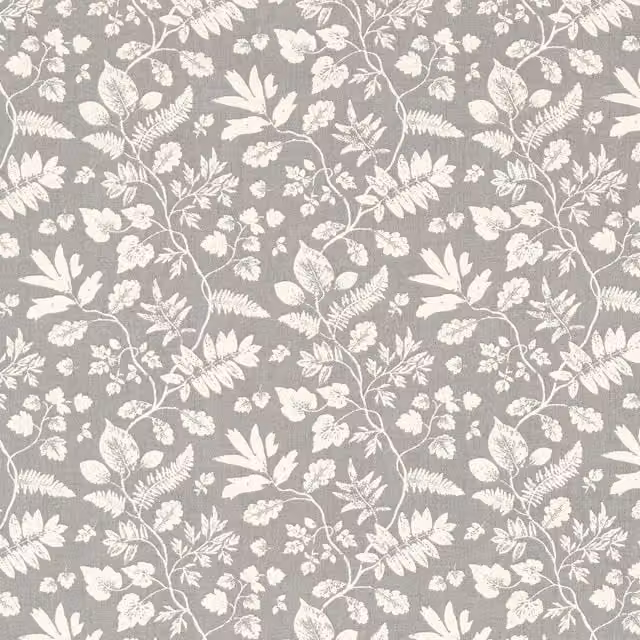 Clarke & Clarke Bellever Classic Floral Cotton Fabric in Graphite Grey