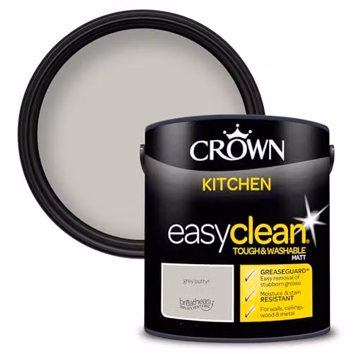 Crown Easyclean Matt Kitchen Paint, Grey, 2.5L
