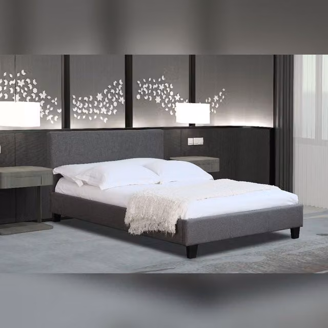 Comfy Living Ltd Modern Upholstered Fabric Bedframe in Grey, W/D/H: 120 x 200 cm