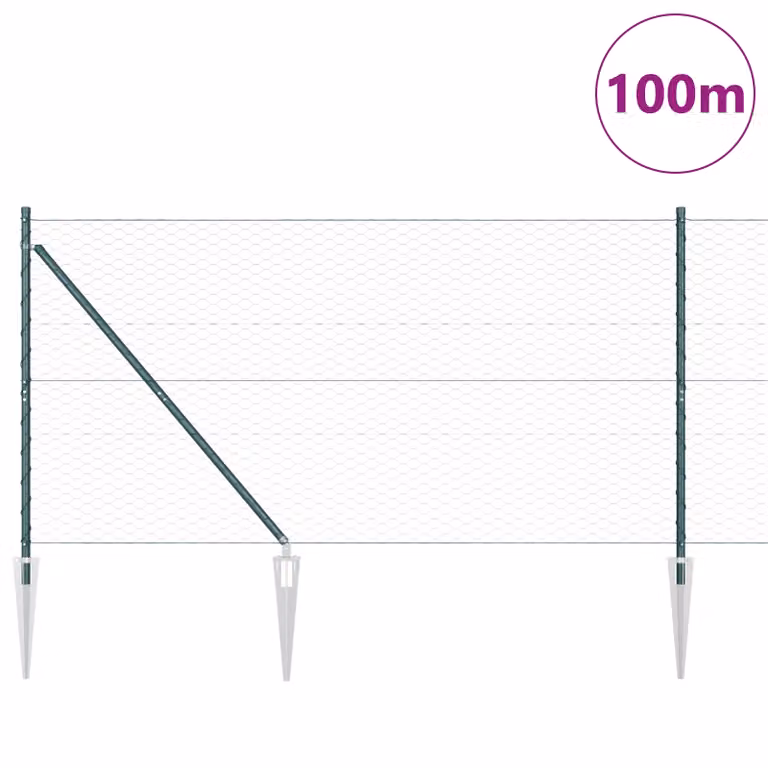 Berkfield Home Green Steel Hexagon Fence, 1.4 m x 100 m