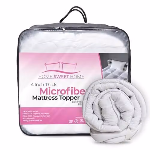 Snug City Extra Thick Microfibre Soft Touch Mattress Topper, White, 10cm – 1