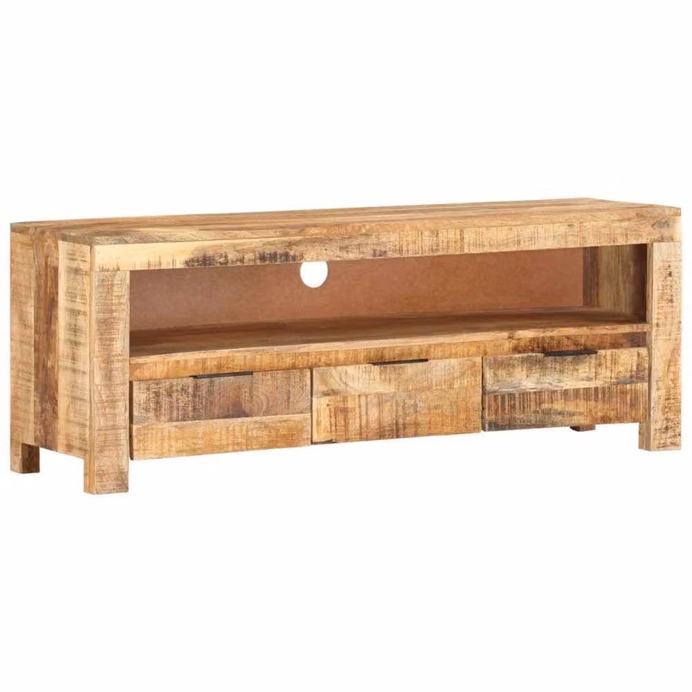 Berkfield Home TV Cabinet in Brown Rough Mango Wood, W/D/H: 110 x 30 x 40 cm – 2