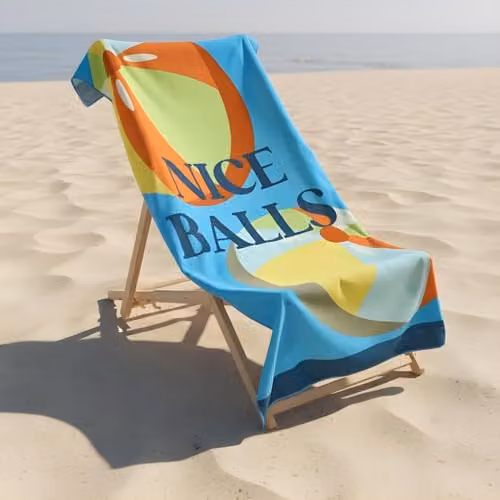 OHS Blue and Multicolour Microfibre Quick Dry Beach Towel, W/H: 71 x 152 cm – 1
