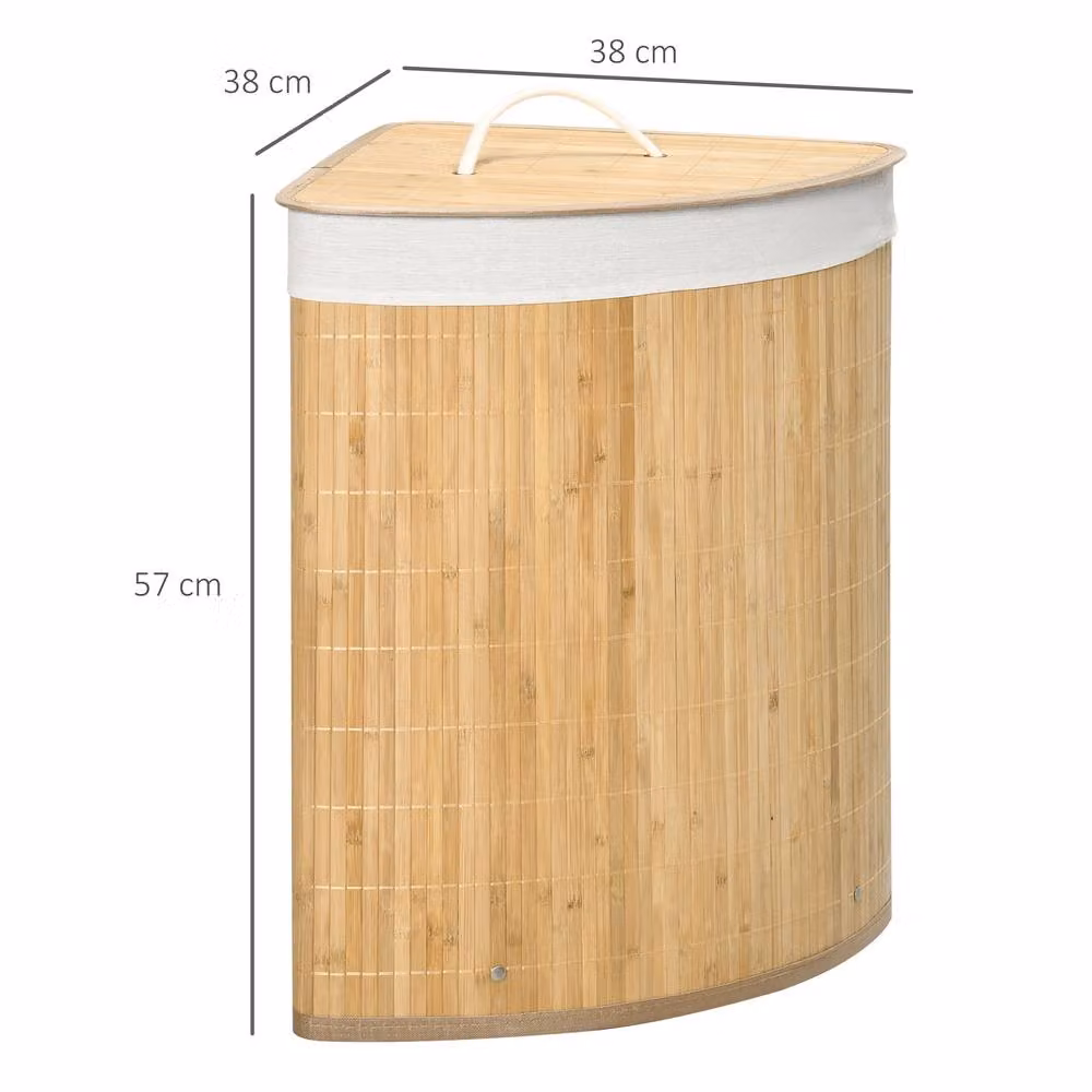 STILVORA 55L Bamboo Laundry Basket with Lid and Handles in Beige Sand – 2