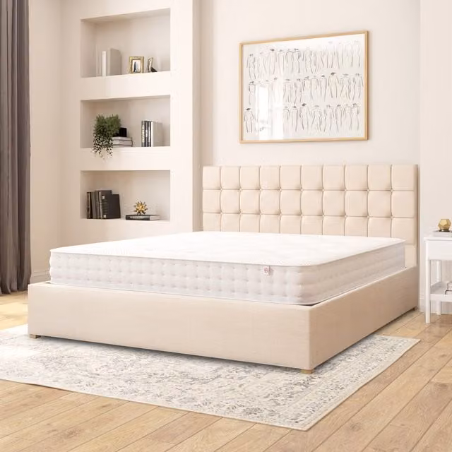 Aspire Sinatra Fabric Ottoman Storage Bed in Cream Malham Weave, Superking (W: 200 cm x D: 200 cm)