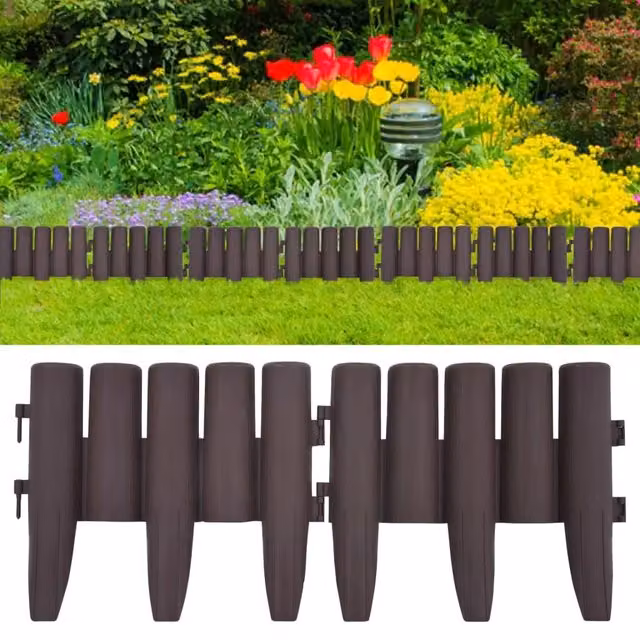 Berkfield Home Brown Plastic Lawn Edging, 36 Pieces, 10 m