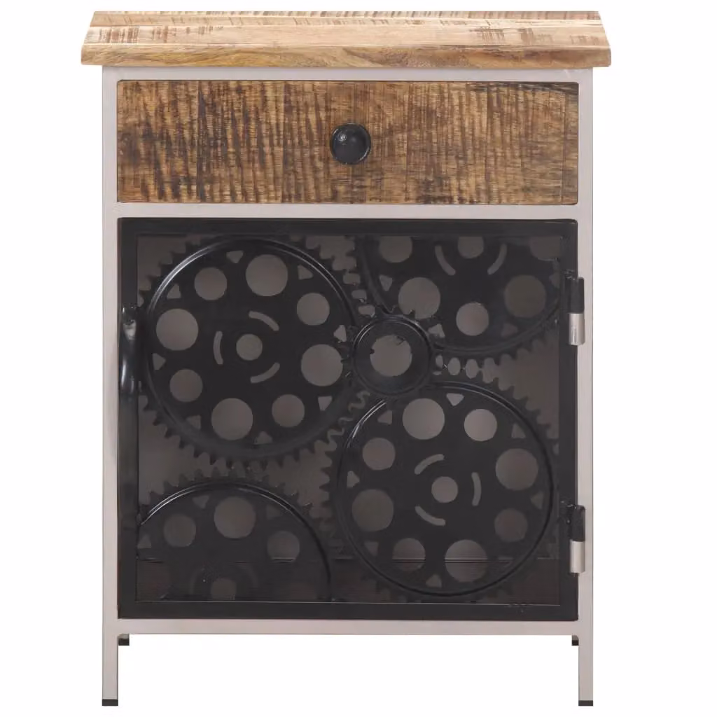 Berkfield Home Rustic Brown Mango Wood Bedside Cabinet W/D/H: 40 x 30 x 50 cm – 2