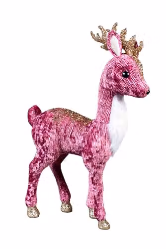 SHATCHI Reindeer Figure Christmas Tabletop Centrepiece in Burgundy, Gold and White, Height: 52 cm