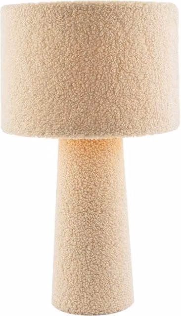 Happy Homewares Designer Table Lamp in Beige with Fabric Shade and Wool Base