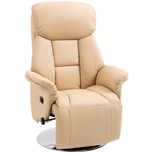 HOMCOM Manual Swivel Recliner Chair for Adults in Beige PU Leather – 1