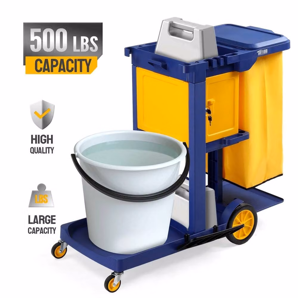 Kelvenix Cleaning Trolley on Wheels in Blue – 3