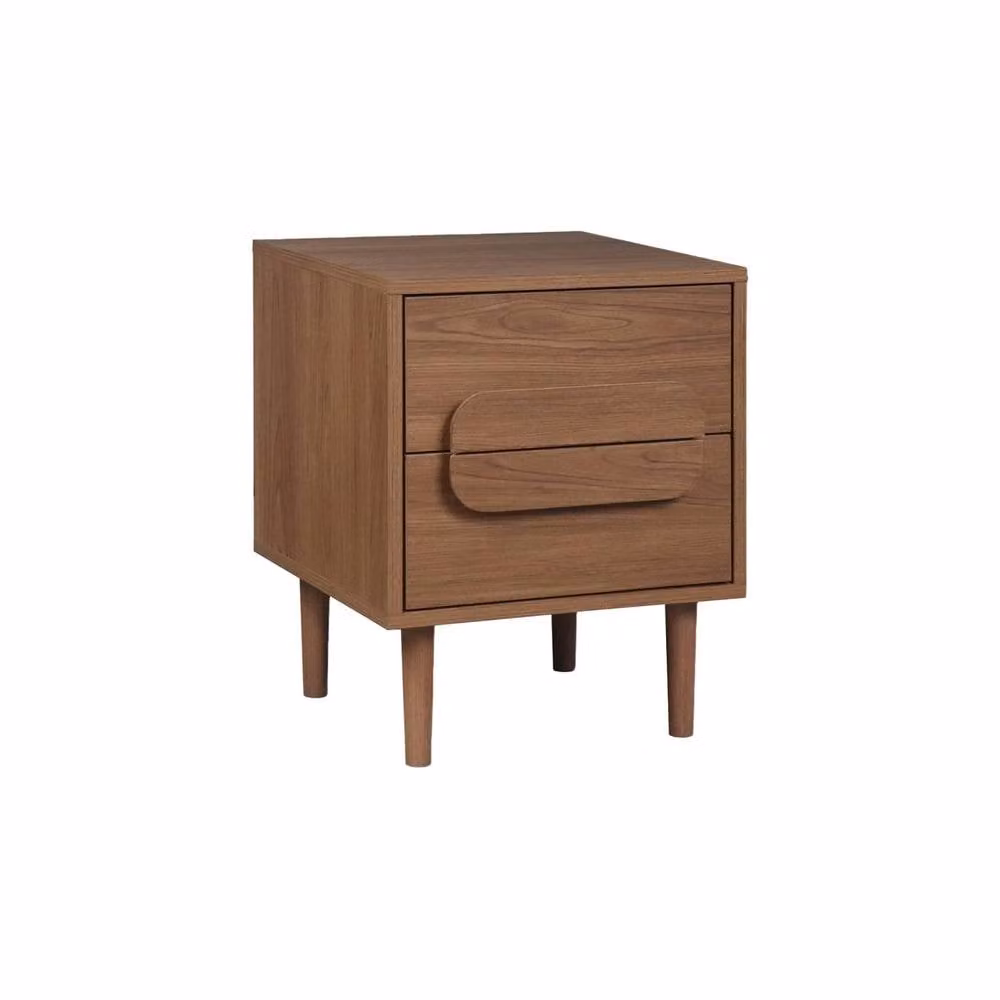sweeek Vintage Wood Effect Bedside Table with 2 Drawers in Dark Brown, W: 40 cm, D: 40 cm, H: 50 cm – 2