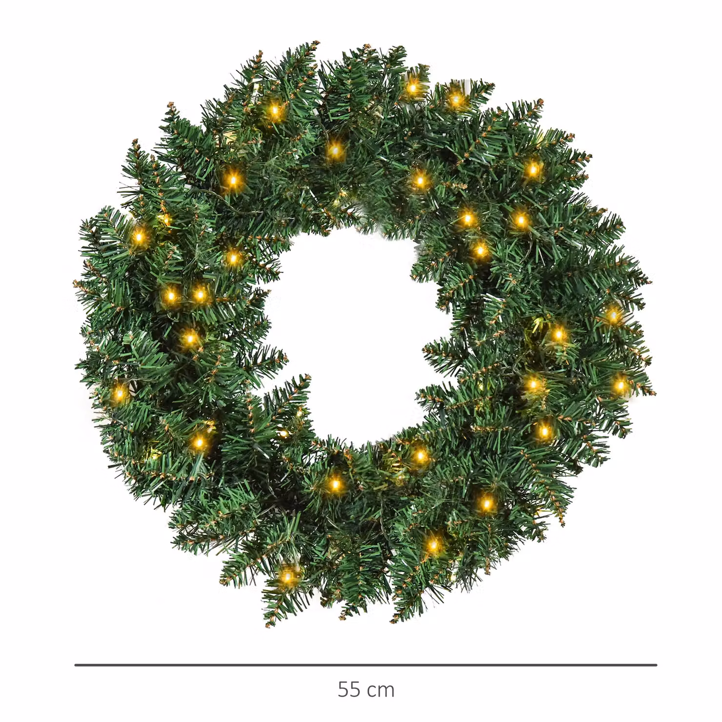 HOMCOM Green Battery Operated Christmas Wreath with 50 LED Lights, Diameter: 55 cm – 3
