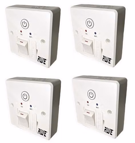 Awe 4 Pack Smart Wifi Fused 13A Timer Switch in White with Alexa and Google Voice Control