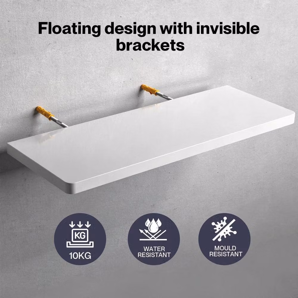 EONLION Heavy Duty Floating Wall Shelves, 6 Pack, White, Width: 50 cm – 2
