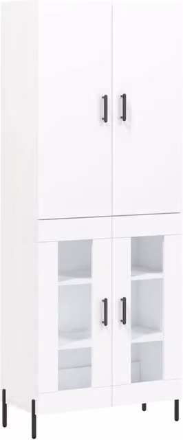 Berkfield Home Modern White Matt Highboard W/D/H: 69.5 x 34 x 180 cm