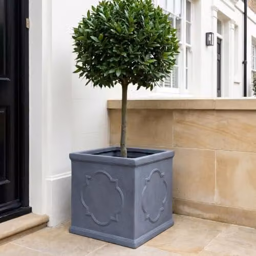 IDEALIST Grey Reinforced Stone Square Planter, 30 cm Diameter