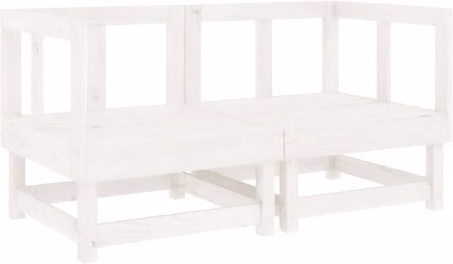 Berkfield Home 2-Piece L-Shape Garden Corner Sofa Set in White Solid Pine