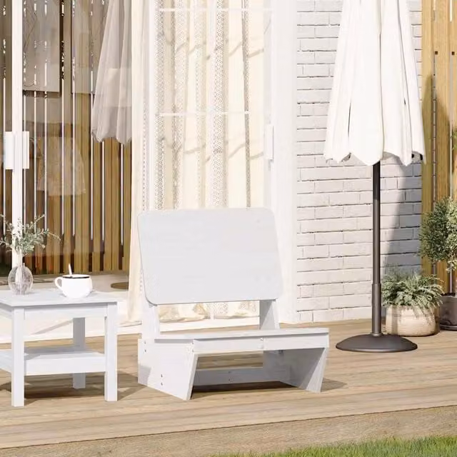 Berkfield Home White Rustic Garden Chair in Solid Pine Wood, W/D/H: 60 x 64 x 70.5 cm