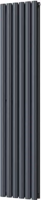 UK Radiators Omeara Anthracite Elliptical Tube Vertical Designer Radiator, H: 160 cm, W: 34.8 cm