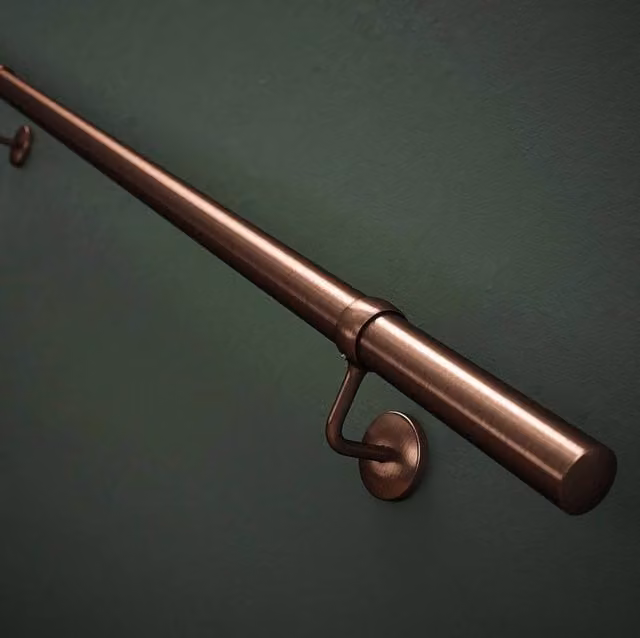Forgeworks Antique Copper Premium Easy Install Indoor Stair Handrail Kit, 2.4m, Bronze and Brown Steel – 1