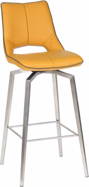 Shankar Modern Yellow and Grey Synthetic Leather Swivel Dining Chair with Metal Base